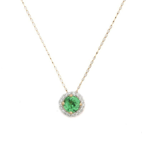 18K solid Yellow Gold Tsavorite Necklace