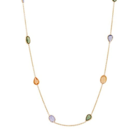 18K Yellow Gold Multi Sapphire Necklace