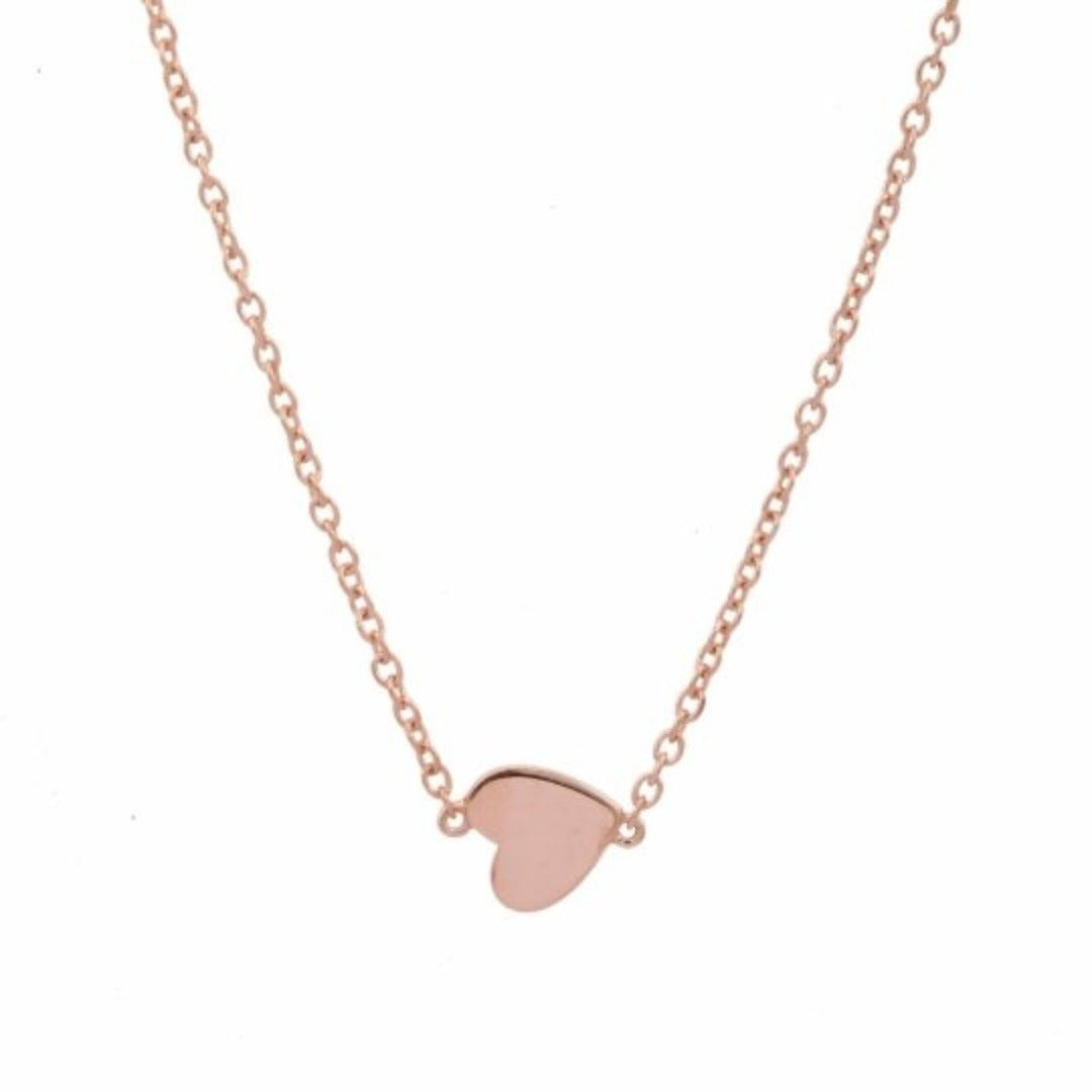 14K Solid Rose Gold Heart Pendant Necklace