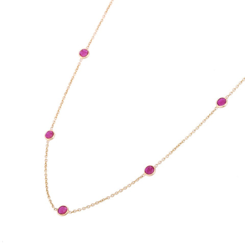 18K Yellow Gold Ruby Necklace