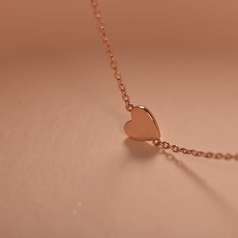 14K Solid Rose Gold Heart Pendant Necklace