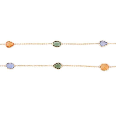 18K Yellow Gold Multi Sapphire Necklace