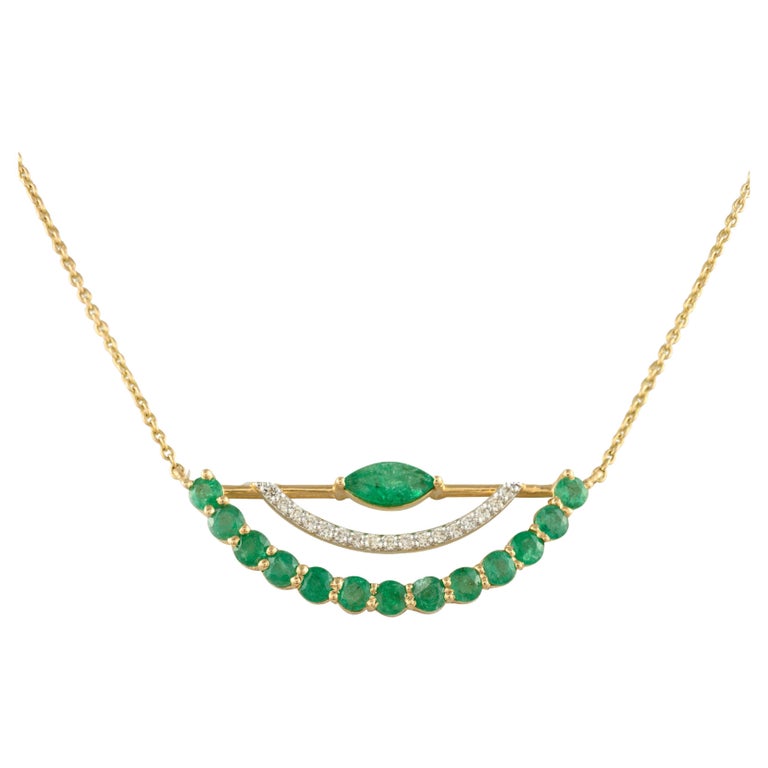 14K Yellow Gold Emerald Necklace