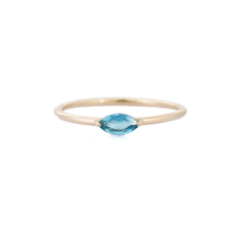 14K Blue Topaz Semi Precious Gemstone Gold Ring - VR Jewels