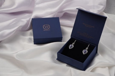 14K Solid White Gold Pressure Diamond Setting Earring - VR Jewels