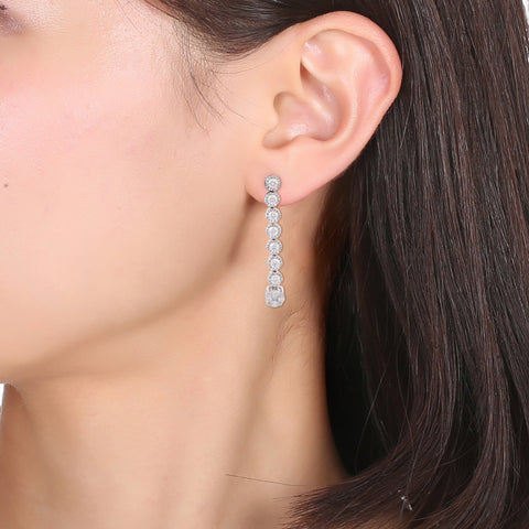 14K Solid White Gold Pressure Diamond Setting Earring - VR Jewels