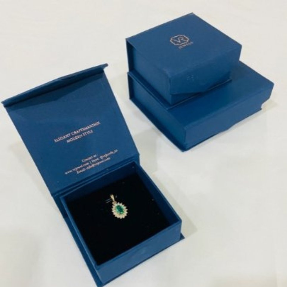 14K White Gold Blue Sapphire Pendant - VR Jewels