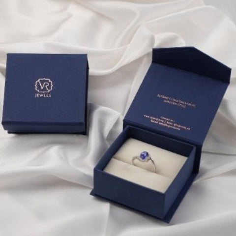14K White Gold Blue Sapphire Ring - VR Jewels