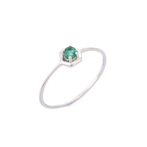 14K White Gold Emerald Ring - VR Jewels