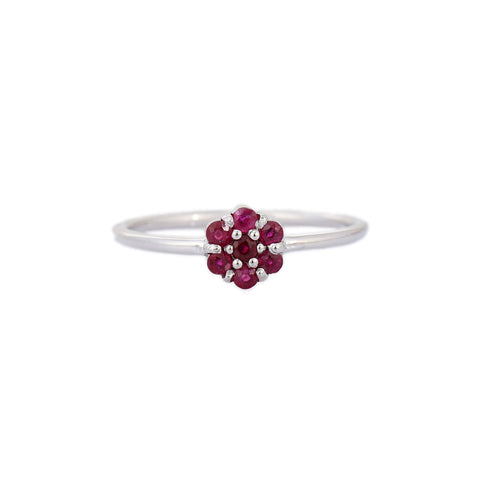 14K Yellow Gold Floral Ruby Ring