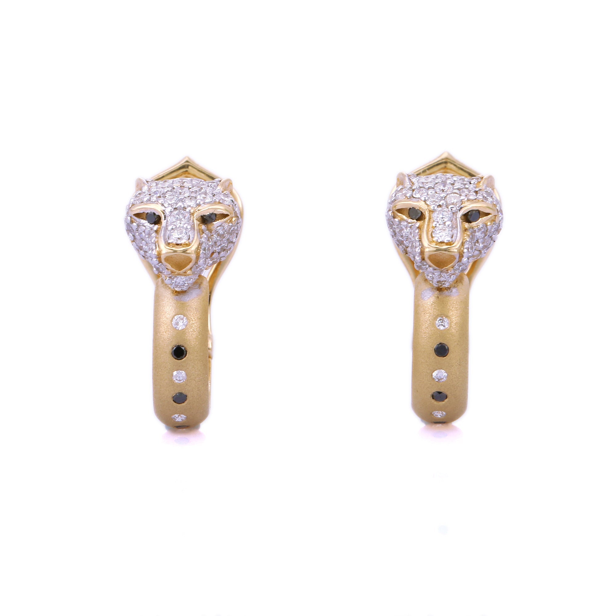 14K Yellow Gold Diamond Panther Earring - VR Jewels