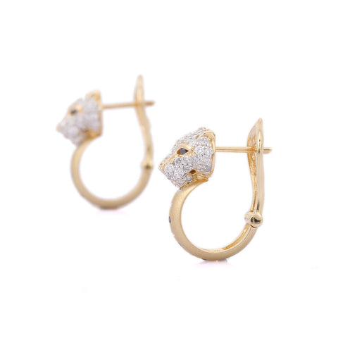 14K Yellow Gold Diamond Panther Earring - VR Jewels