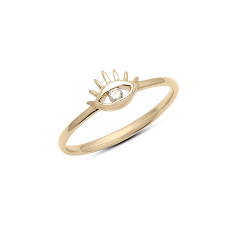 14K Yellow Gold Evil Eye Ring - VR Jewels