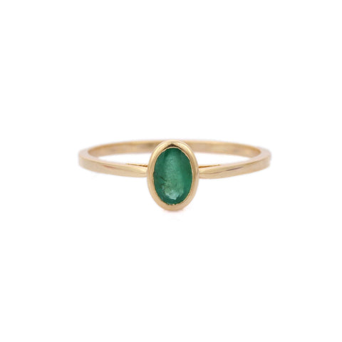 14K Yellow Gold Fine Emerald Ring - VR Jewels
