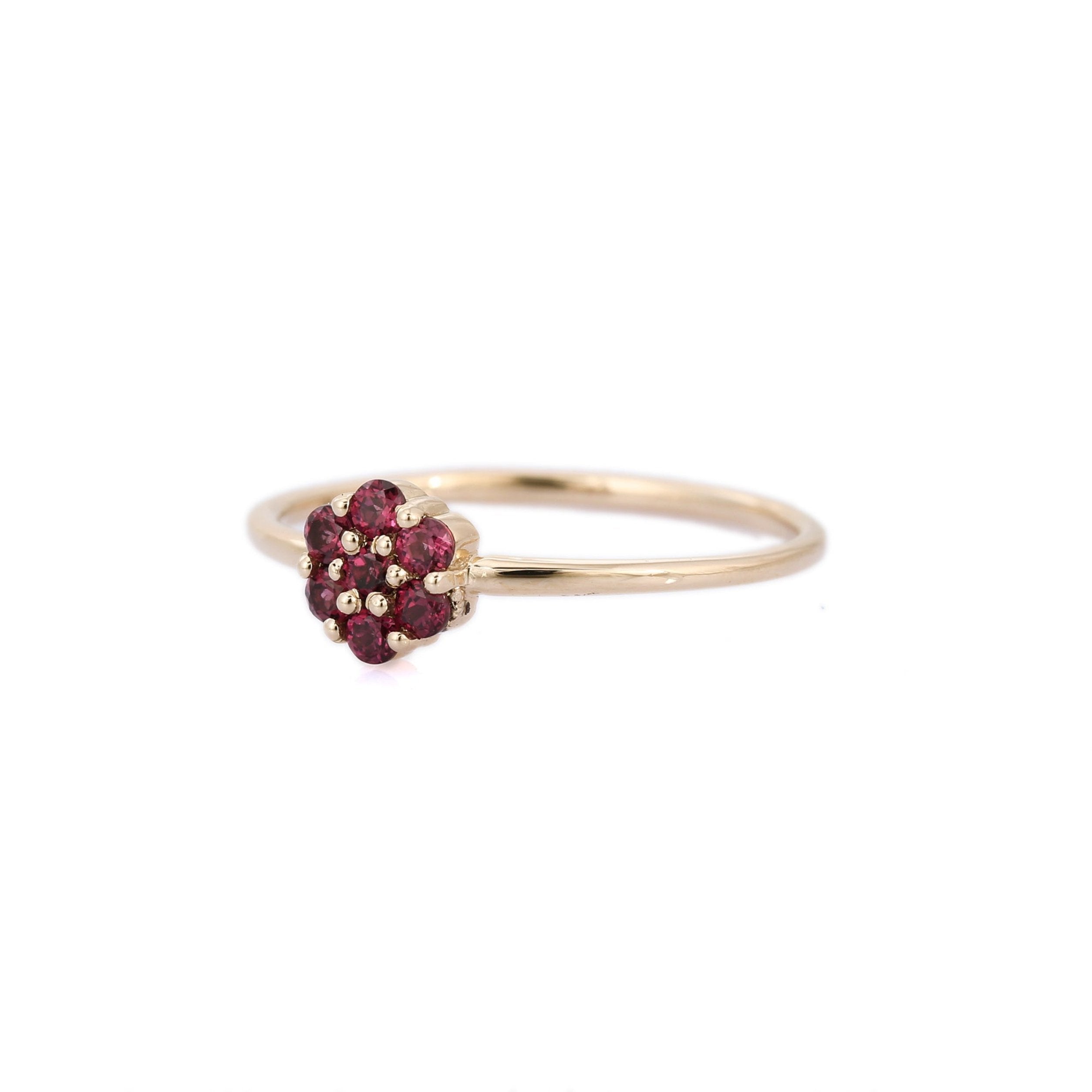 14K Yellow Gold Floral Ruby Ring - VR Jewels