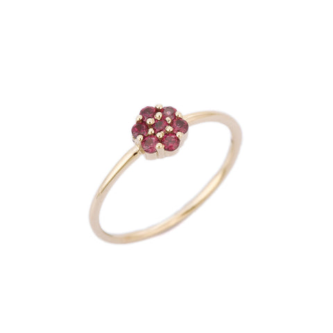 14K Yellow Gold Floral Ruby Ring - VR Jewels