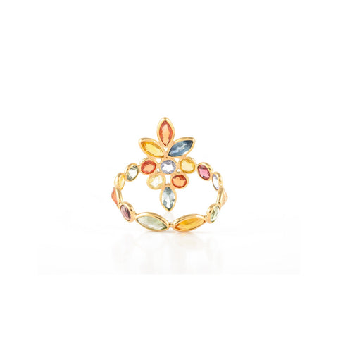 14K Yellow Gold Multi Sapphire ring - VR Jewels