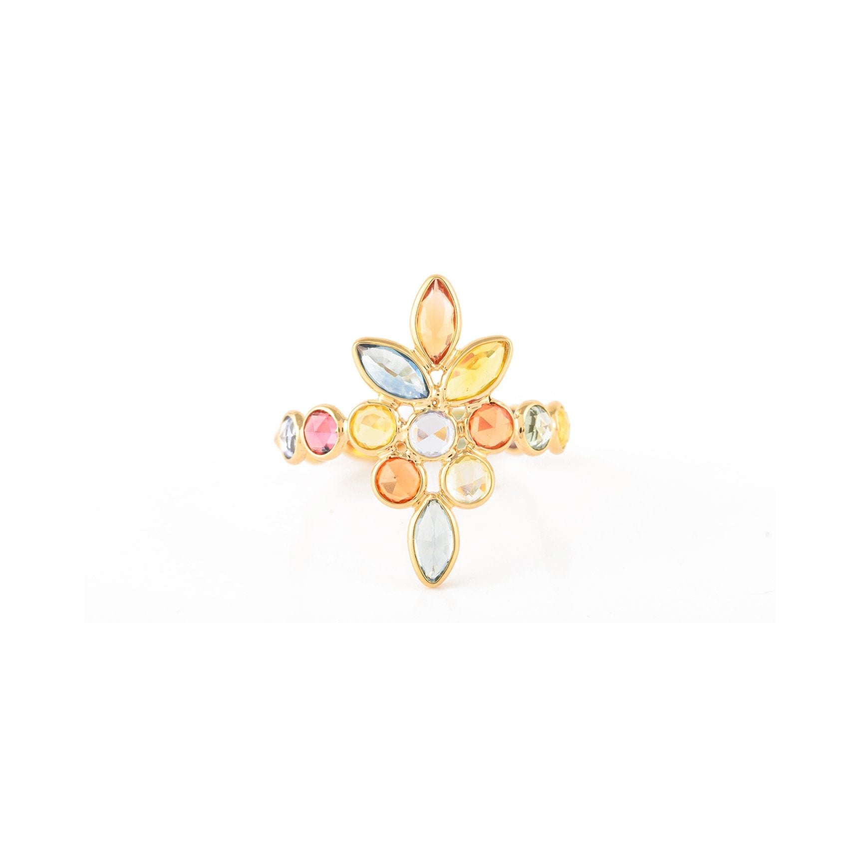 14K Yellow Gold Multi Sapphire ring - VR Jewels