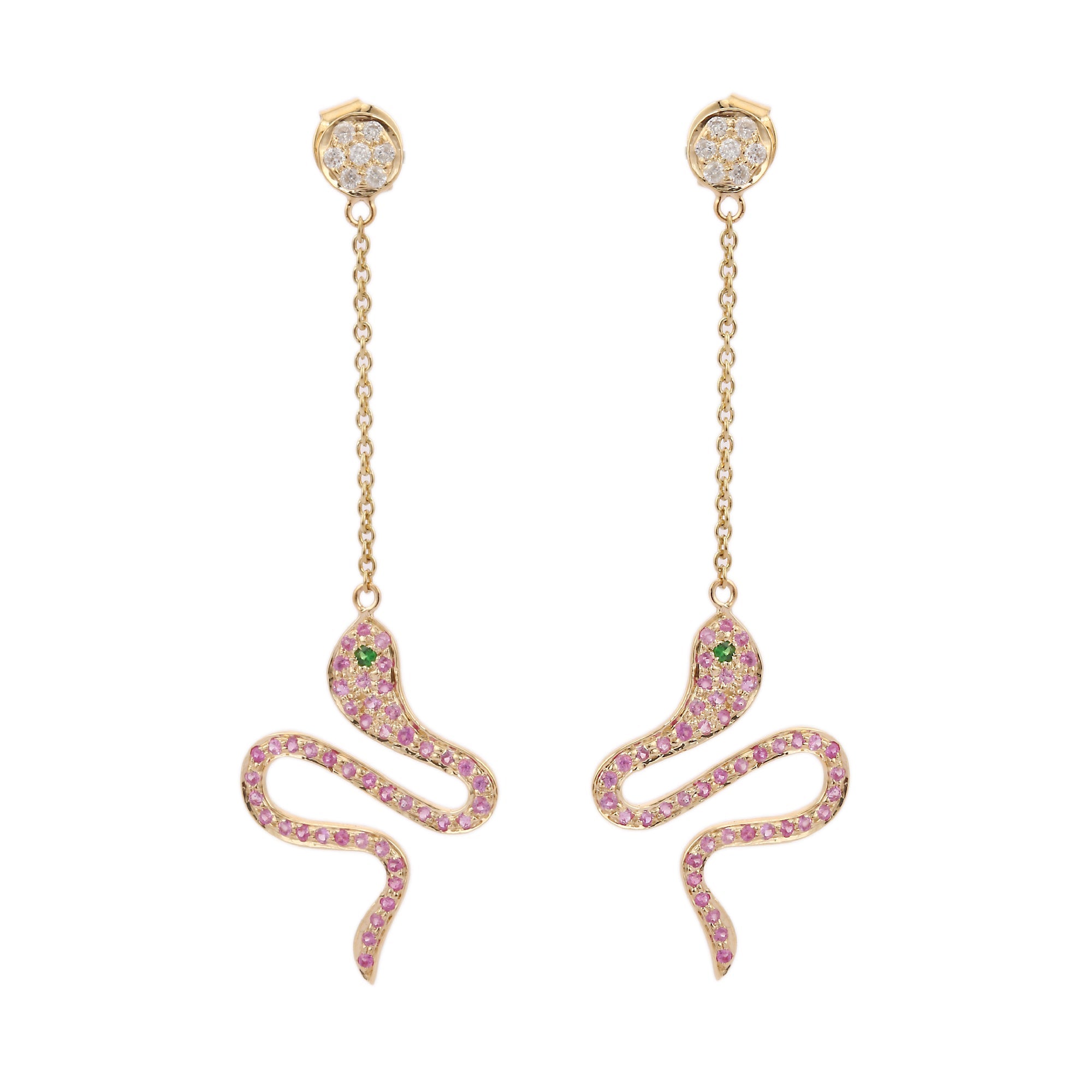 14K Yellow Gold Pink Sapphire Earrings - VR Jewels