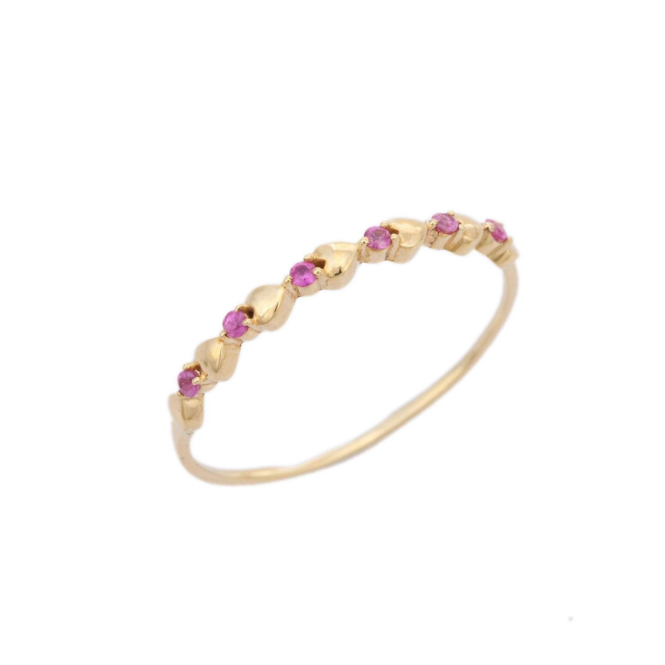 14K Yellow Gold Pink Sapphire Ring - VR Jewels