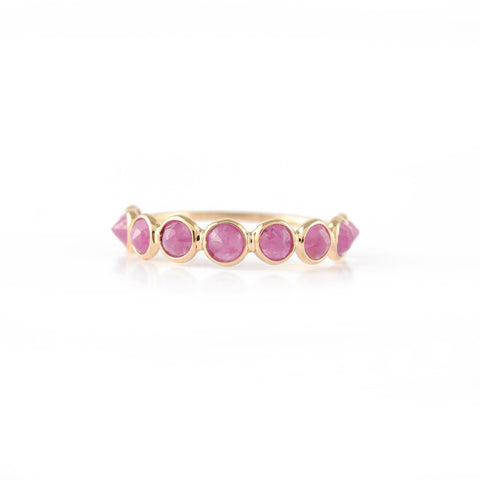 14K Yellow Gold Ruby Half-Eternity Band - VR Jewels