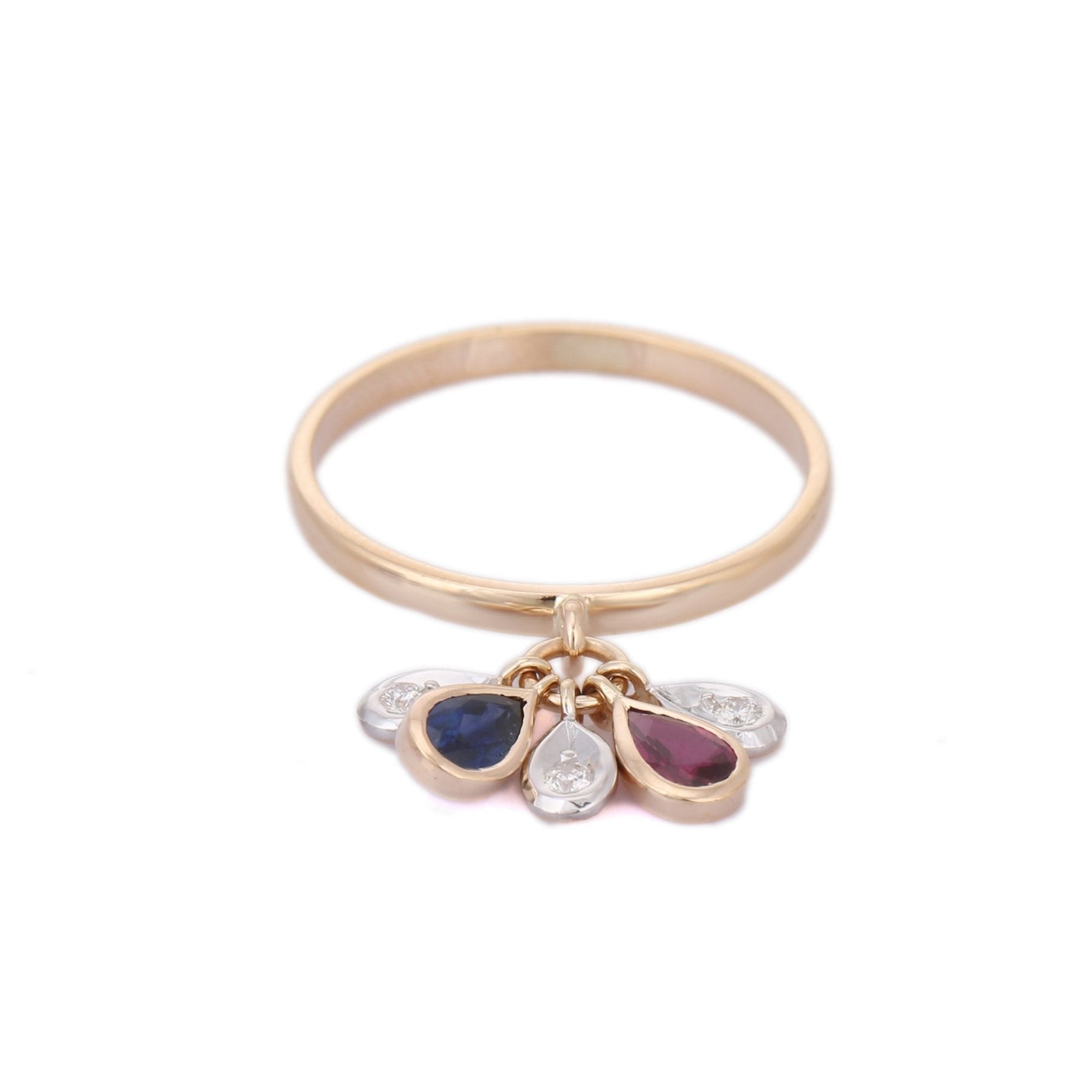 14K Yellow Gold Ruby & Sapphire Ring - VR Jewels