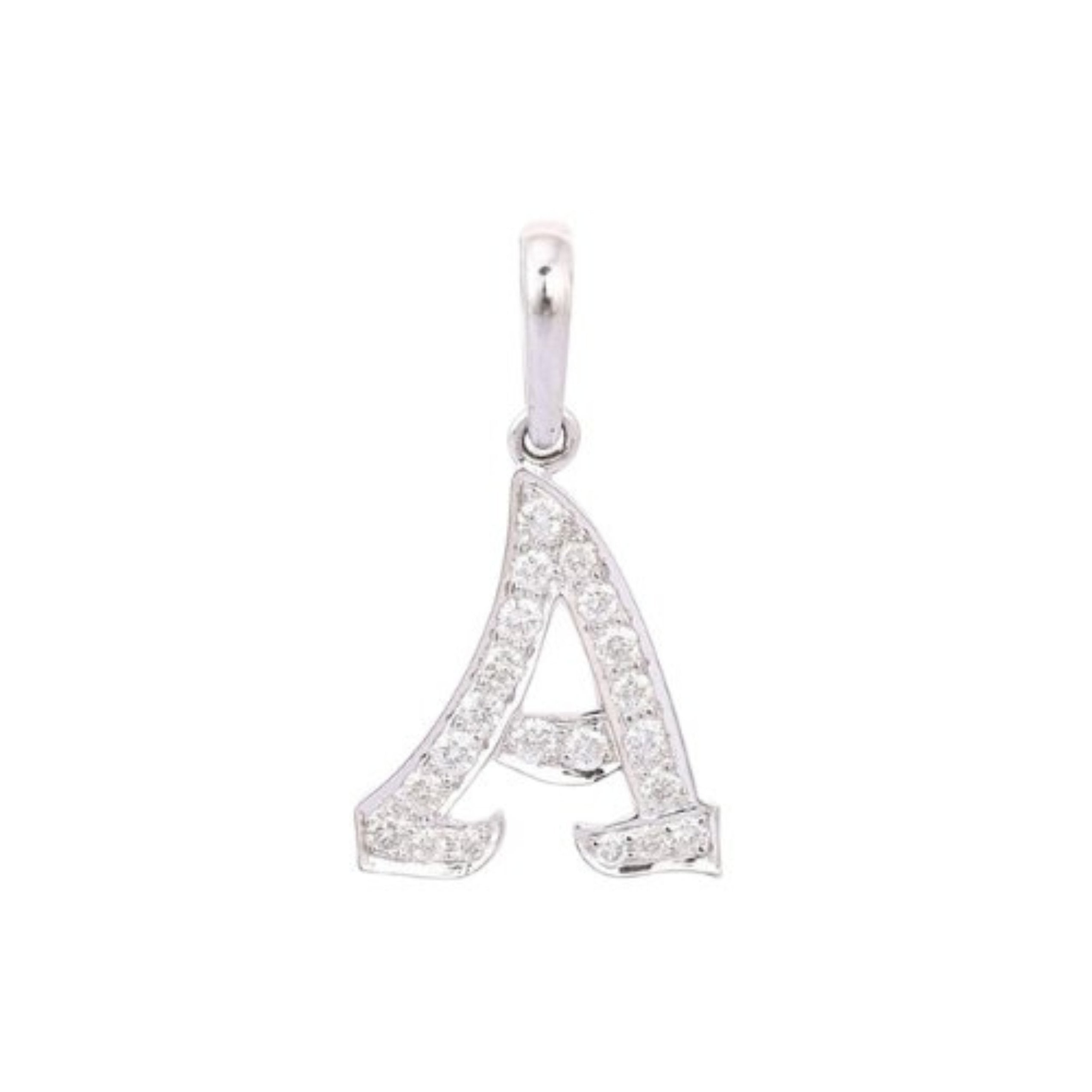 18K Diamond Alphabet White Gold Pendant - VR Jewels