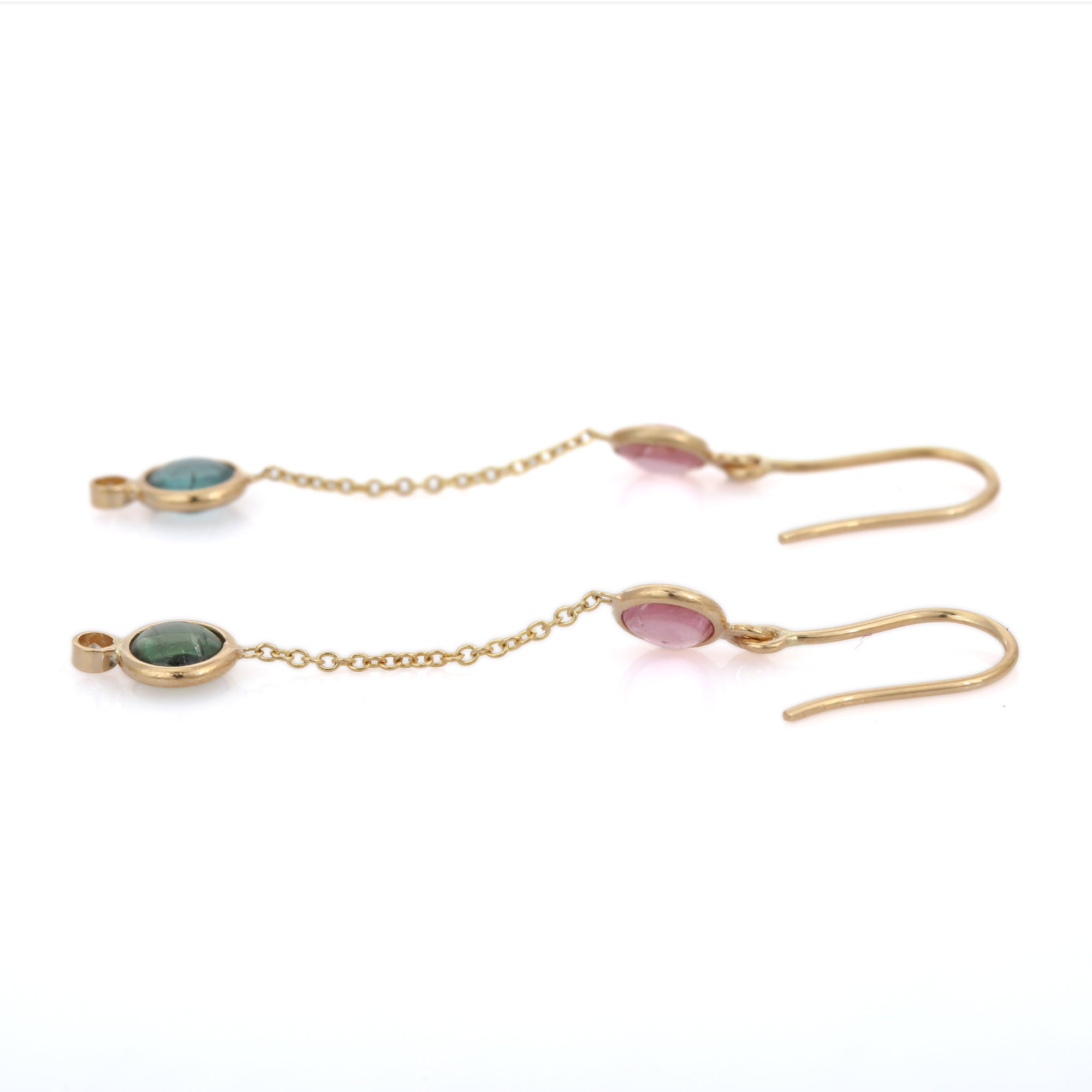 18K Gold Tourmaline Dangle Earrings - VR Jewels