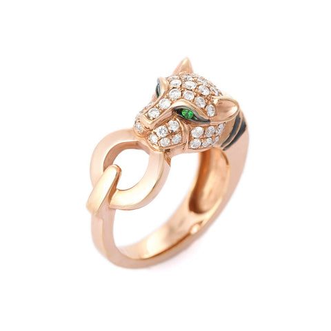 18K Rose Gold Diamond Panther Ring