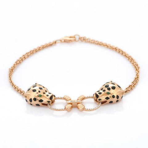 18K Rose Gold Emerald Panther Bracelet - VR Jewels