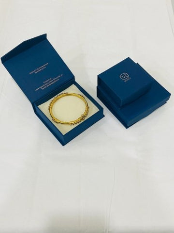 18K White Gold Blue Sapphire Diamond Bangle Bracelet - VR Jewels