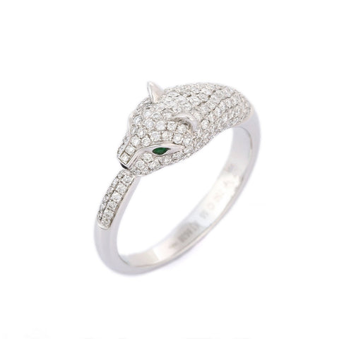 18K White Gold Diamond Panther Ring