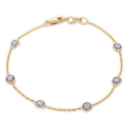 18K Yellow Gold Blue Sapphire Bracelet - VR Jewels