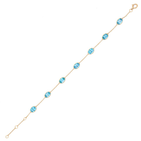 18K Yellow Gold Bracelet with Blue Topaz Gemstone - VR Jewels