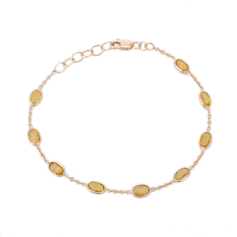 18K Yellow Gold Bracelet With Yellow Sapphire Gemstone - VR Jewels
