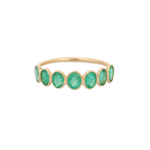 18K Yellow Gold Half-Eternity Emerald Ring - VR Jewels