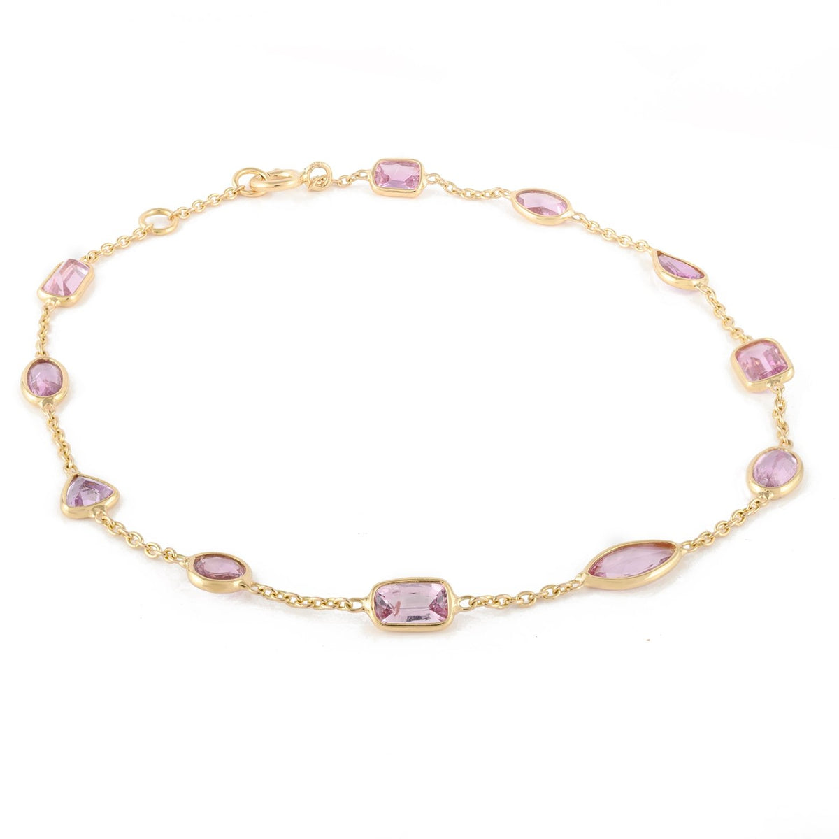 18K Yellow Gold Pink Sapphire Bracelet - VR Jewels
