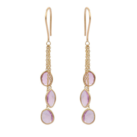 18K Yellow Gold Pink Sapphire Earrings - VR Jewels