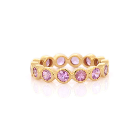 18K Yellow Gold Pink Sapphire Eternity Band - VR Jewels