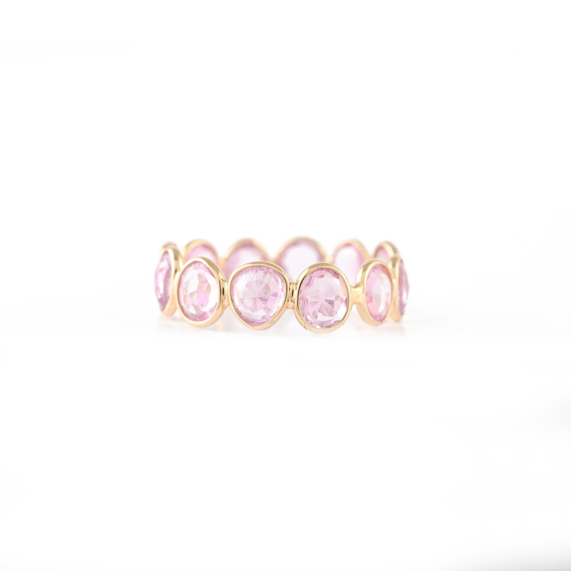 18K Yellow Gold Pink Sapphire Eternity Band - VR Jewels