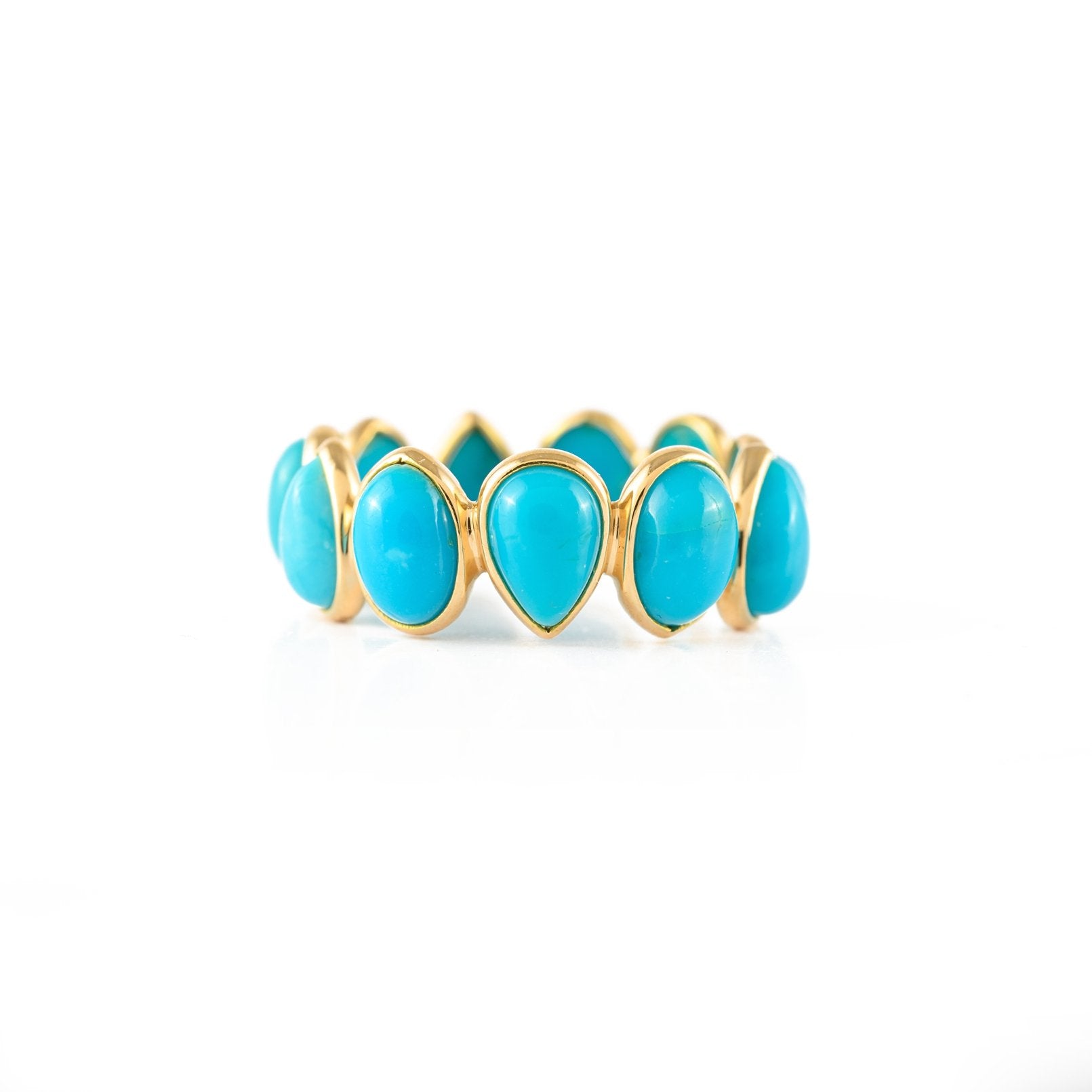 18K Yellow Gold Turquoise Eternity Band - VR Jewels