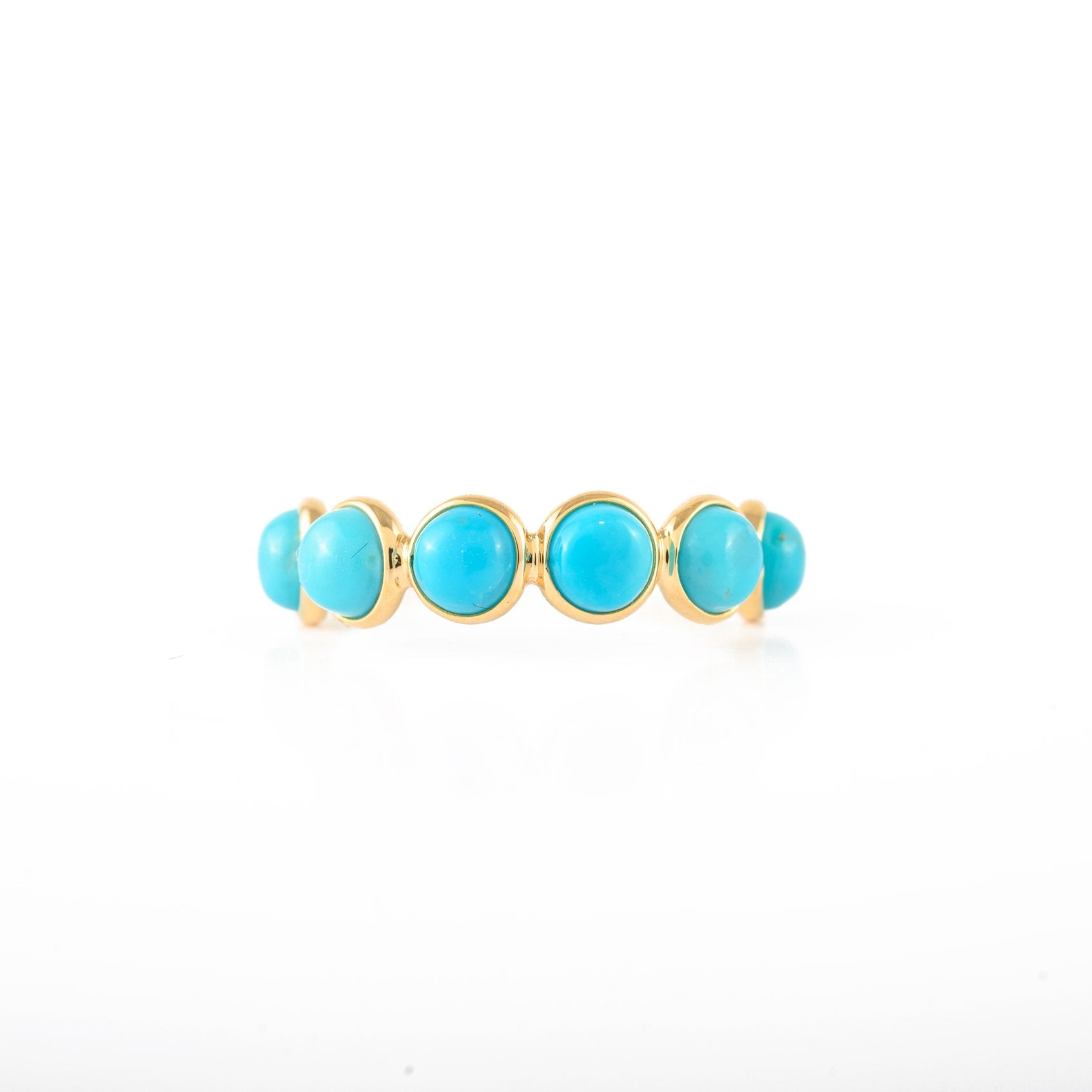 18K Yellow Gold Turquoise Half Eternity Band - VR Jewels