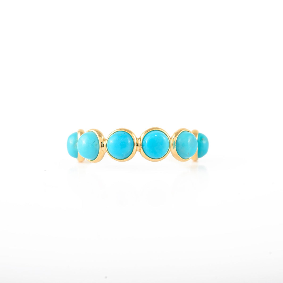 18K Yellow Gold Turquoise Half Eternity Band - VR Jewels