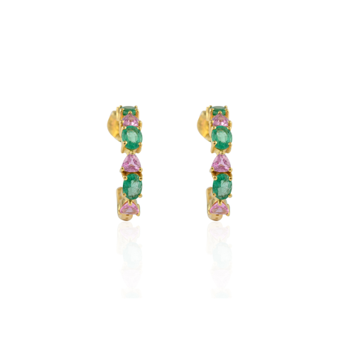 14K Yellow Gold Sapphire Emerald Earrings