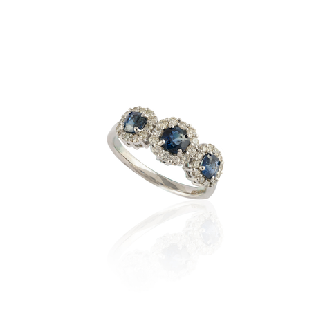 14K white Gold Sapphire & Diamond Ring