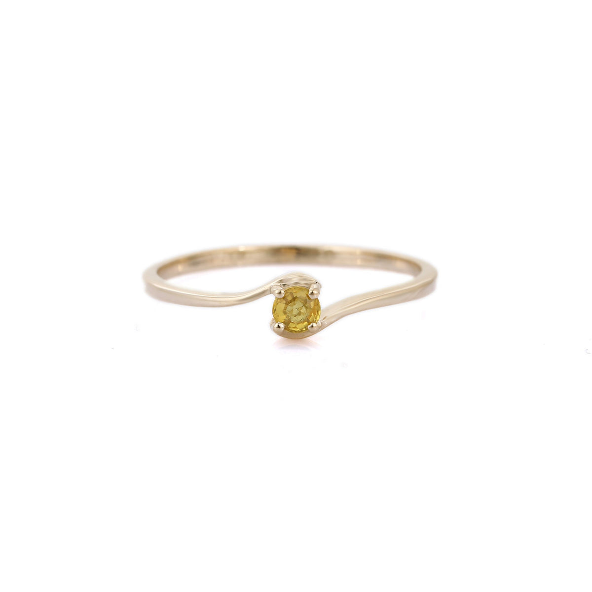 Natural Yellow Sapphire Gemstone Ring -14K Yellow Gold Ring - VR Jewels